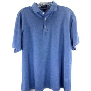 Peter Millar Polo Shirt Mens Medium Blue Stripe Crown Crafted Golf Performance